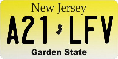 NJ license plate A21LFV