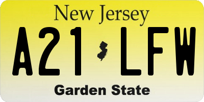 NJ license plate A21LFW