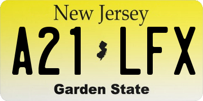 NJ license plate A21LFX