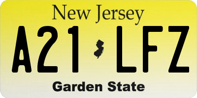 NJ license plate A21LFZ