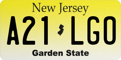 NJ license plate A21LGO