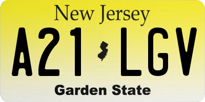NJ license plate A21LGV