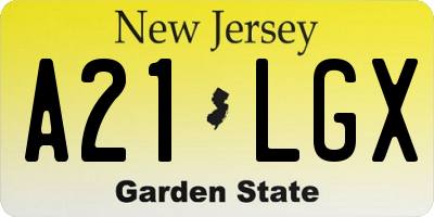 NJ license plate A21LGX