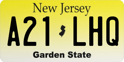 NJ license plate A21LHQ