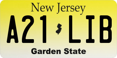 NJ license plate A21LIB