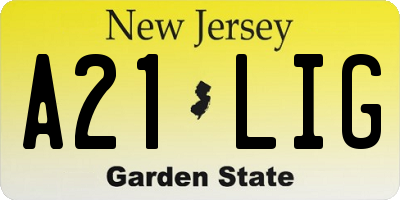 NJ license plate A21LIG