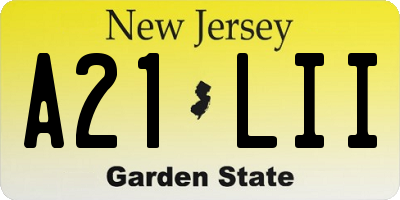 NJ license plate A21LII