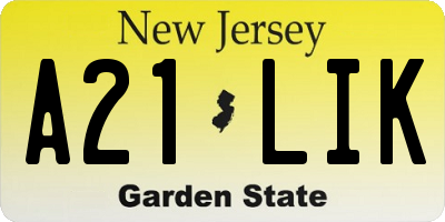 NJ license plate A21LIK