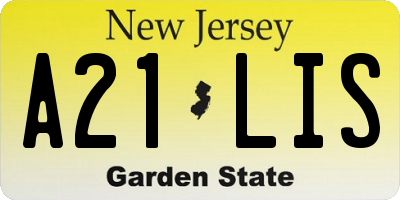 NJ license plate A21LIS