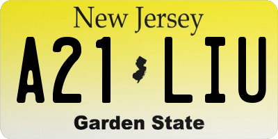 NJ license plate A21LIU