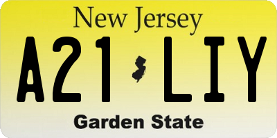 NJ license plate A21LIY