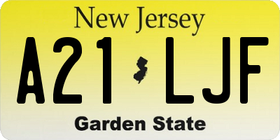 NJ license plate A21LJF