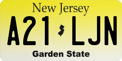 NJ license plate A21LJN