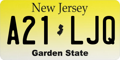 NJ license plate A21LJQ