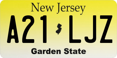 NJ license plate A21LJZ