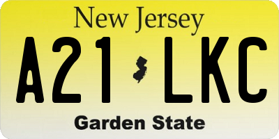 NJ license plate A21LKC