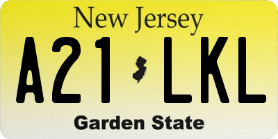 NJ license plate A21LKL