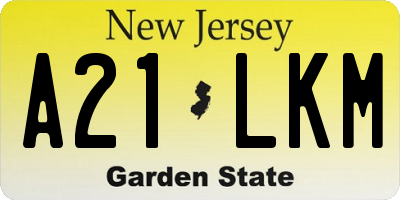 NJ license plate A21LKM