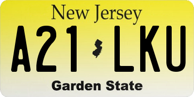 NJ license plate A21LKU
