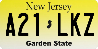 NJ license plate A21LKZ