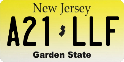 NJ license plate A21LLF