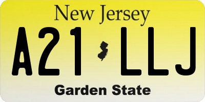 NJ license plate A21LLJ