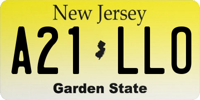 NJ license plate A21LLO