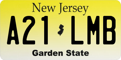 NJ license plate A21LMB