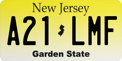 NJ license plate A21LMF