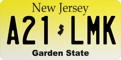 NJ license plate A21LMK