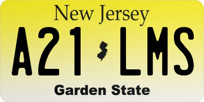 NJ license plate A21LMS