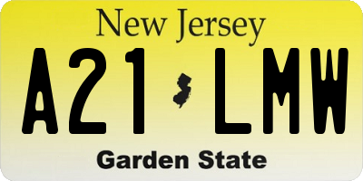 NJ license plate A21LMW