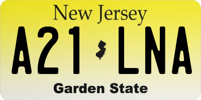 NJ license plate A21LNA