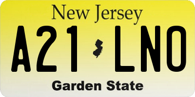 NJ license plate A21LNO