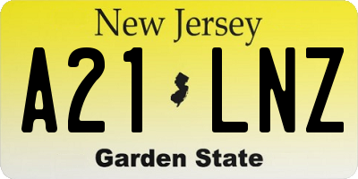 NJ license plate A21LNZ