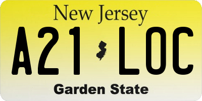 NJ license plate A21LOC