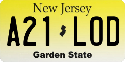 NJ license plate A21LOD