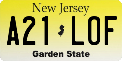 NJ license plate A21LOF