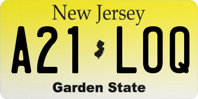NJ license plate A21LOQ
