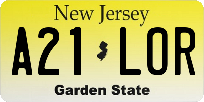 NJ license plate A21LOR