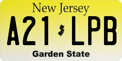 NJ license plate A21LPB