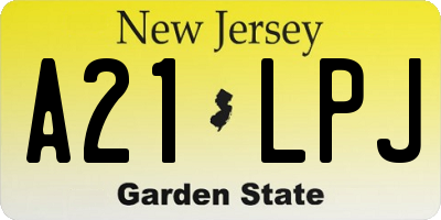 NJ license plate A21LPJ