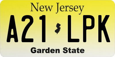 NJ license plate A21LPK