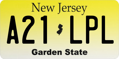 NJ license plate A21LPL
