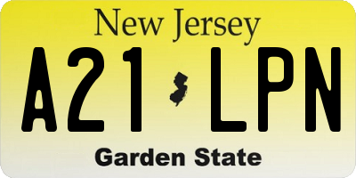 NJ license plate A21LPN