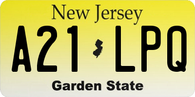 NJ license plate A21LPQ