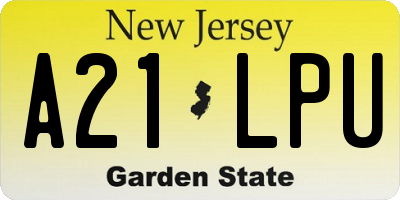 NJ license plate A21LPU