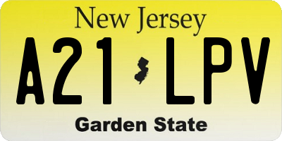 NJ license plate A21LPV
