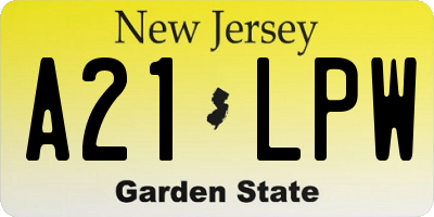NJ license plate A21LPW