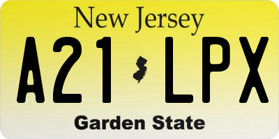 NJ license plate A21LPX